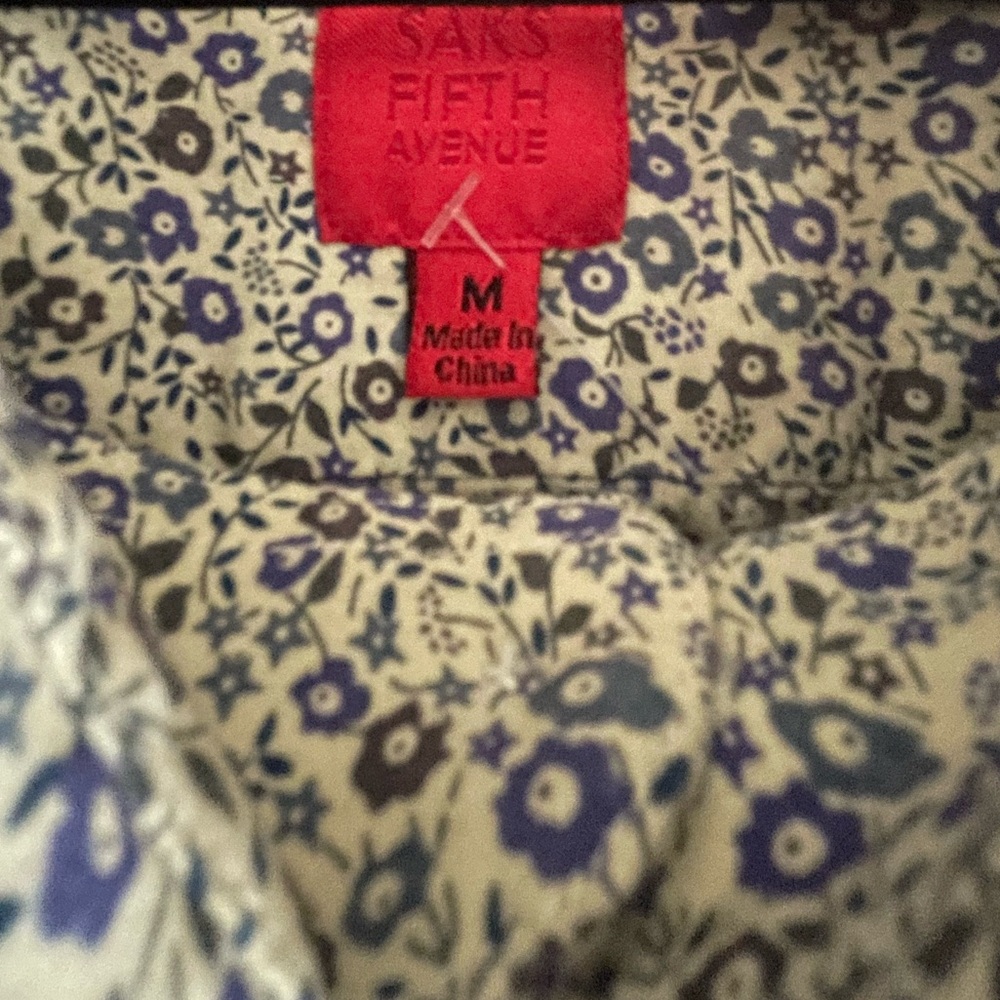 Saks Fifth Avenue button down Floral long sleeve Shirt Mens Womens Unisex trendy - Picture 5 of 6